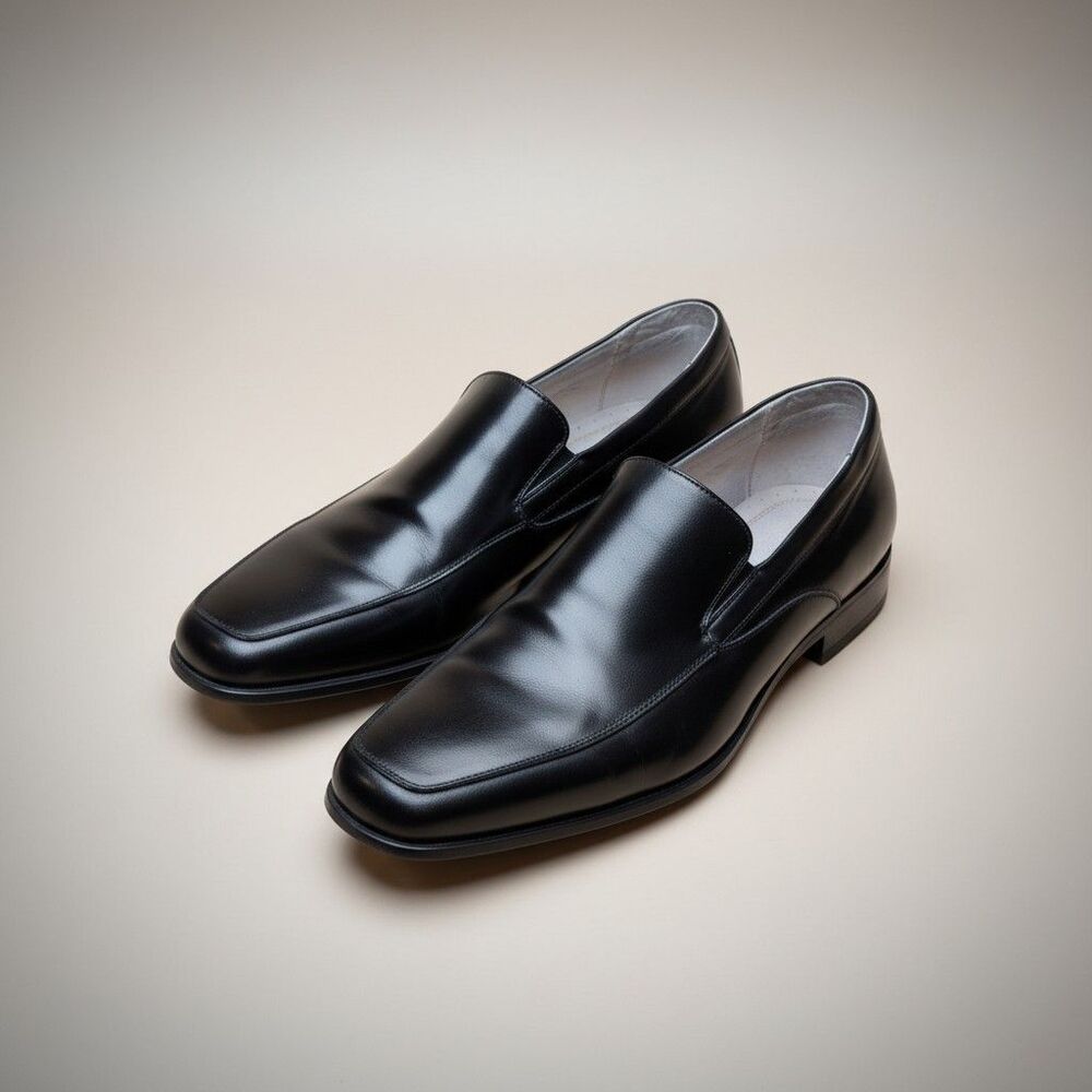 Stacy Adams Men's 14 W Wide Bryson Black Leather Slip-On Loafers 24671-001 Shoes